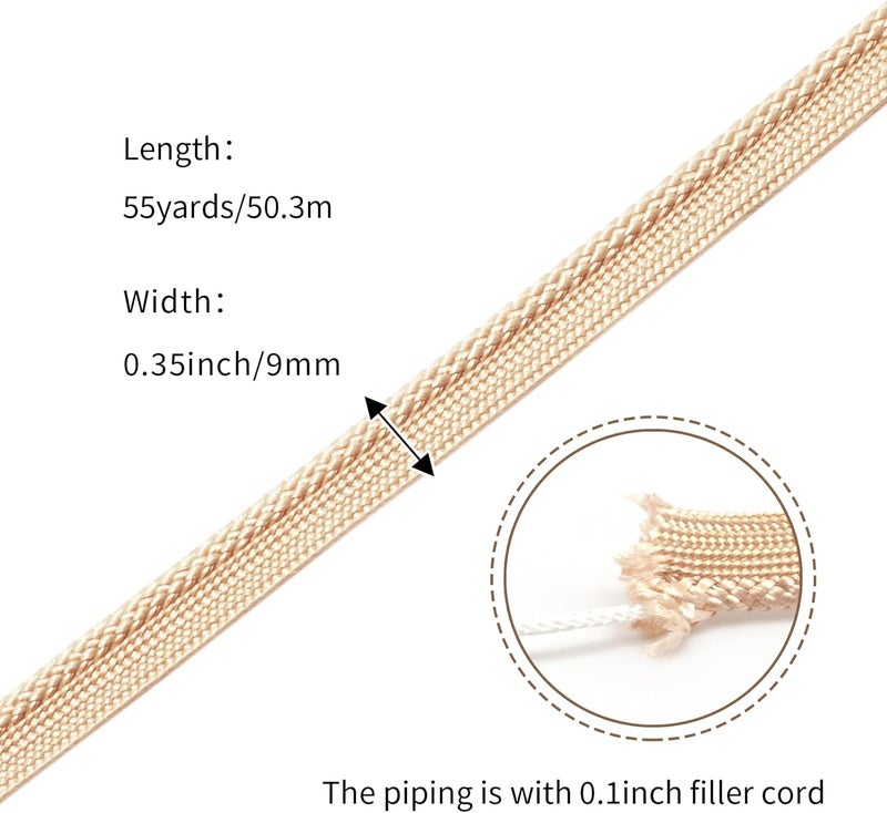 YRCLASYTRIM 0.35inch,(55Yards) Sewing Piping Trim,Shining Polyesterter Cord Trim,for Sewing Clothing,Hometextile, Decoration DIY Crafts Edge Piping Embellishments,30Colour (Rutabaga) - Image 2
